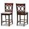 Baxton Studio Lenoir Grey Upholstered Walnut Wood 2-Piece Pub Chair Set 168-9884 - alternate 1